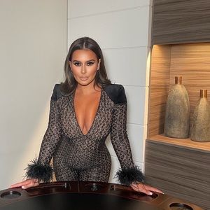 NADINE MERABI - RACHEL BLACK JUMPSUIT A SIZE MEDIUM - SOLD OUT ONLINE -